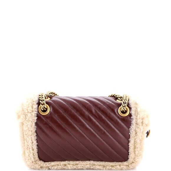 Gucci GG Marmont Flap Bag Diagonal Quilted Leather with Wool Trim Small - Picture 3 of 6